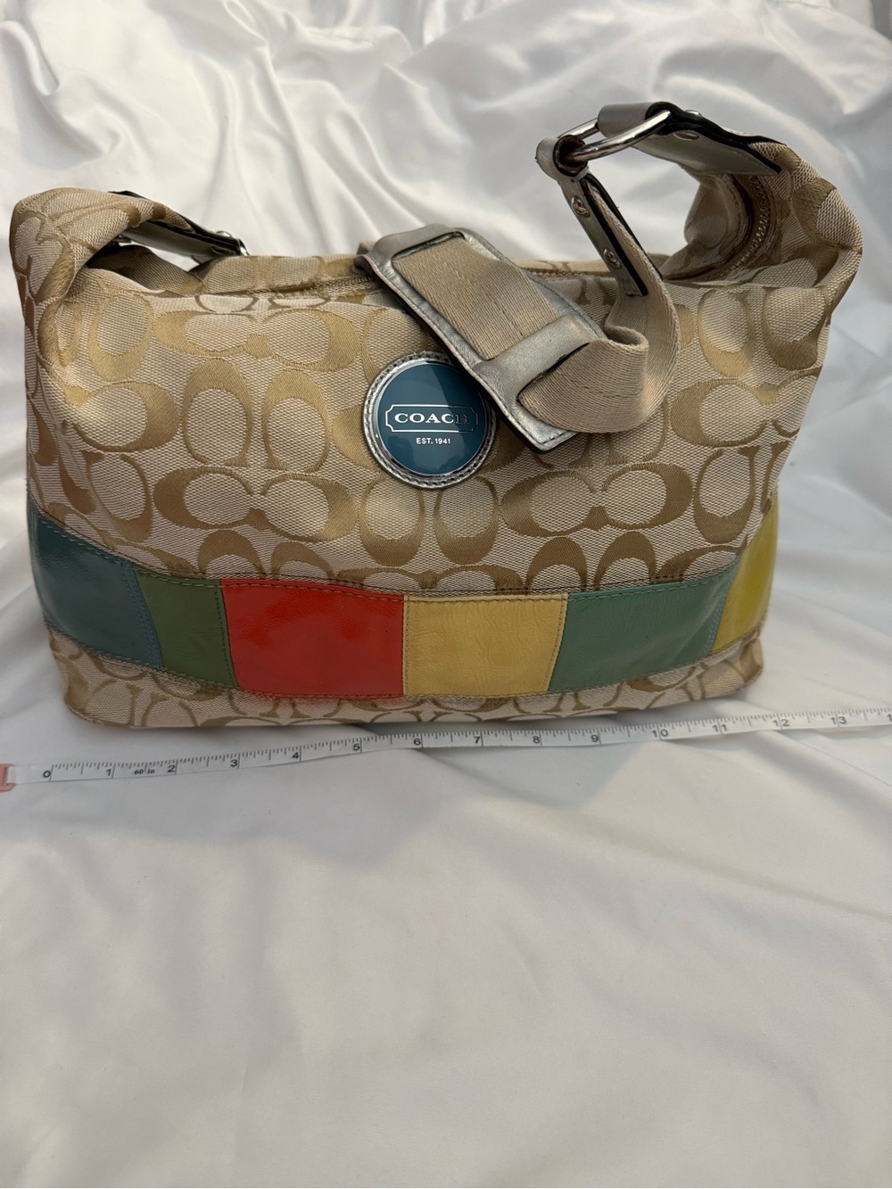 EUC Vintage Coach Gallery Signature
Hobo Shoulder Bag with Multicolor Stripe